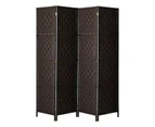 Oikiture 4 Panel Room Divider Screen Privacy Dividers Woven Wood Folding Brown