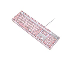 Wired Gaming Keyboard-104 Non-conflicting Keys,Retro Classic Luxury Vintage Backlit Mechanical Gaming Keyboard,Wide Compatibility WHITE PINK