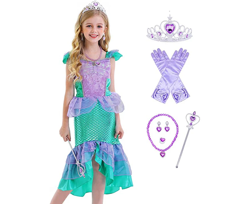 Princess Costume for Little Girls Pink Princess Dress up Cothes with Exquisite Accessories