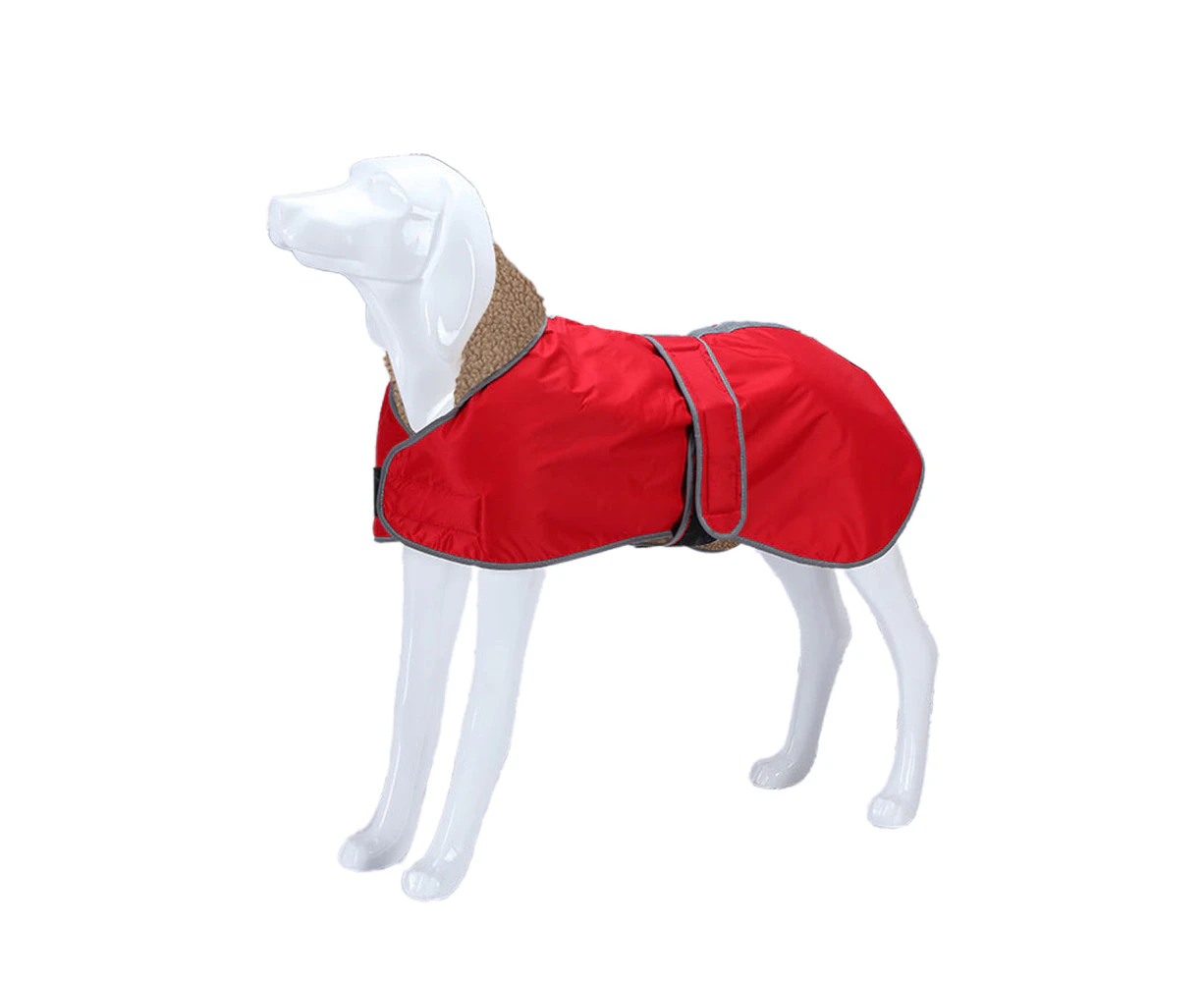 Dog Winter Jacket Extra Warm Raincoat Waterproof Fleece Coat Reflective Clothes-Red