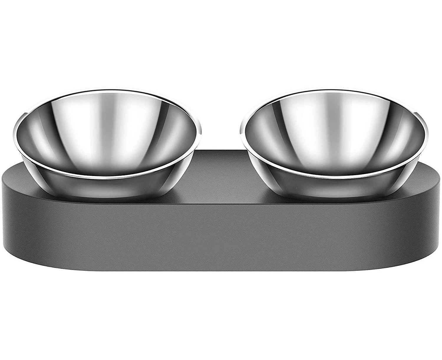 Cat Raised Bowl Stainless Steel Tilted Dog Cat Raised Feeding Bowls Food Grade Non-Slip No Spill Pet Feeding Bowls for Cats and Small Dogs