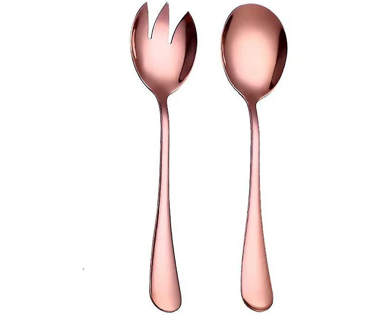 A Pack Of 2 Pieces Of Salad Spoon And Fork Salad Server Set, Stainless Steel Salad Serving Set, 7.7 Inch (rose Gold)