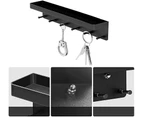 Key Holder, Black Key Holder, Key Storage Box, Hook Bar with Shelf, Wall Storage Box with 6 Hooks, Suitable for Kitchen and Office (Black)-