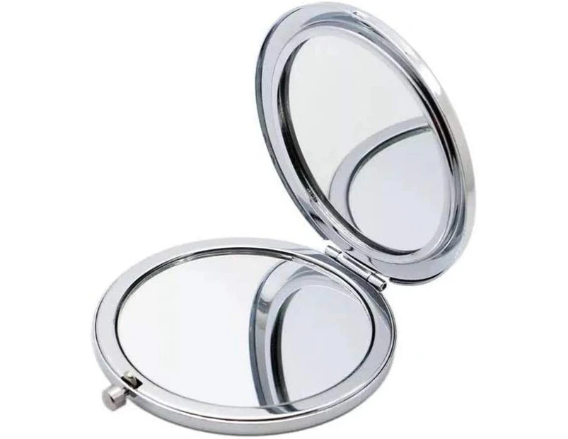Compact Purse Magnifying Mirror, Folding Double Sided Mini Pocket Travel Makeup Mirror Perfect For Purse, Bag And Travel - Silver