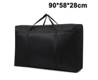 150L Large Zipped Storage Bags Foldable Clothes Storage Bag With Reinforced Handle Under Bed Storage Bag - Black