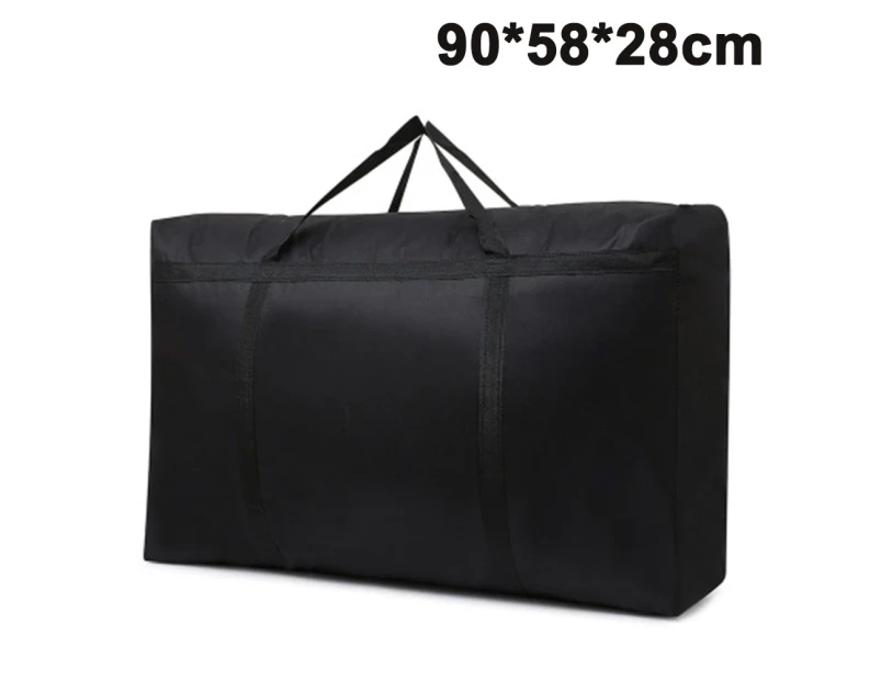150L Large Zipped Storage Bags Foldable Clothes Storage Bag With Reinforced Handle Under Bed Storage Bag - Black