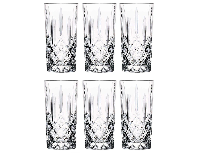 6x Highball Cocktail Glasses Set Cut Glass Drinking Tumblers 396ml