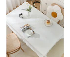 1Pc Dustproof Outdoor Tablecloths With Fringes, Crease Free Cotton Linen Tablecloths For Parties, Buffets,Diamond White [Long Table]90*120Cm
