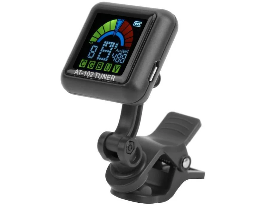 Aroma Ukulele Tuner Guitar Clip Tuner Ukulele Violin Built-In Battery Usb Rechargeable At‑102(Black)