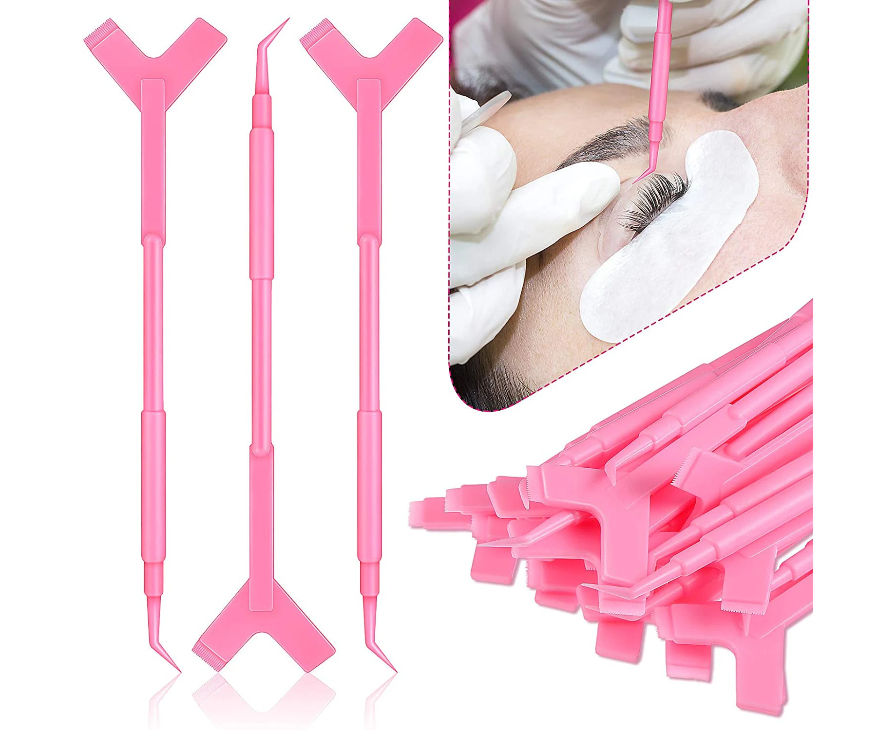 30 Pieces Y Shape Eyelash Lift Tool Eyelash Brush Eyelash Lift Eyelash Lifting Tool-Pink