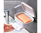 Wall-mounted Soap Box Punch-free Plastic Keep Drying Two Layers Soap Holder for Home - White