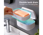 Wall-mounted Soap Box Punch-free Plastic Keep Drying Two Layers Soap Holder for Home - White