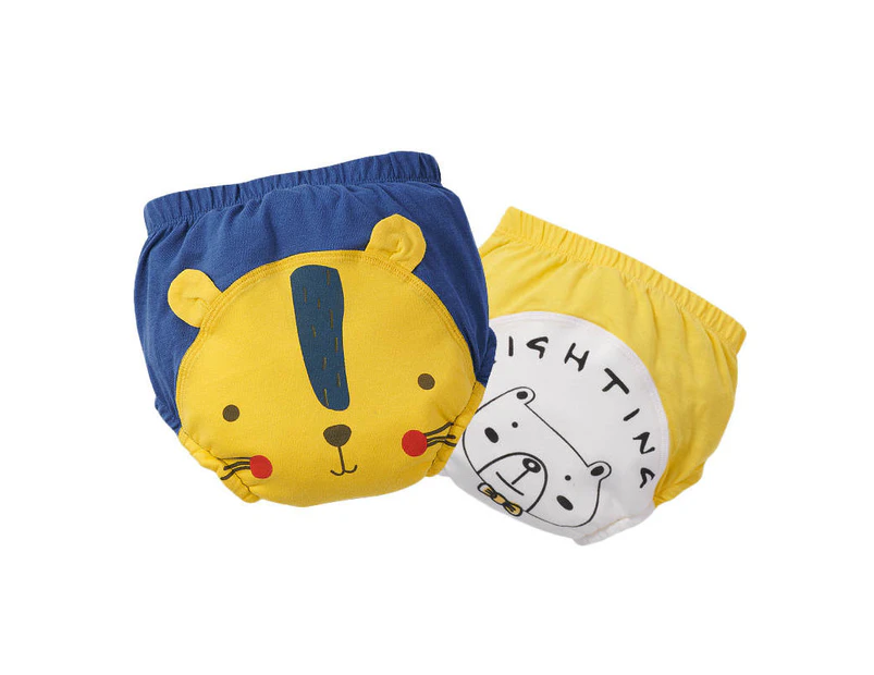 Dadawen 2Pcs Baby Cotton Training Pants Toddler Potty Underwear for Baby 6M-15M-Blue+Yellow