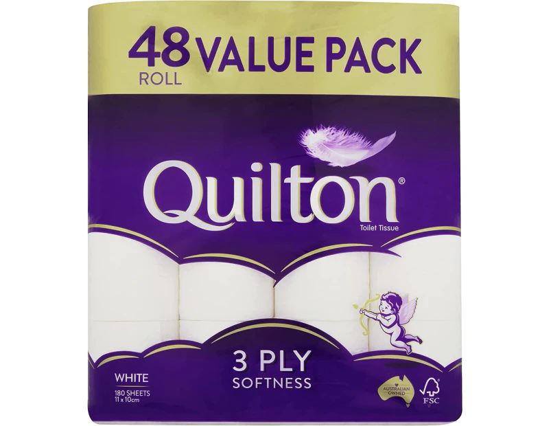 New Quilton 3 Ply Toilet Tissue Rolls 48 Pack