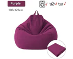 100x120cm Extra Large Bean Bag Chairs Sofa Cover Indoor Lazy Lounger For Kids Adults Purple