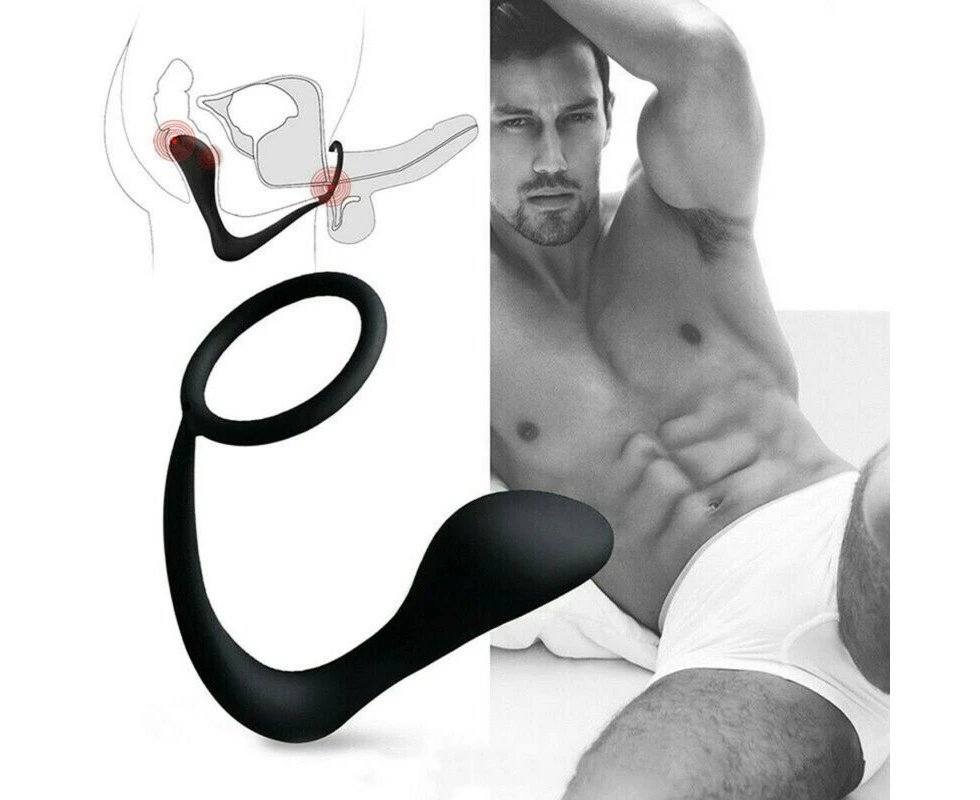 Waterproof Penis Ring Male Prostate Massager Anal Butt Plug G-Spot Men Sex Toys