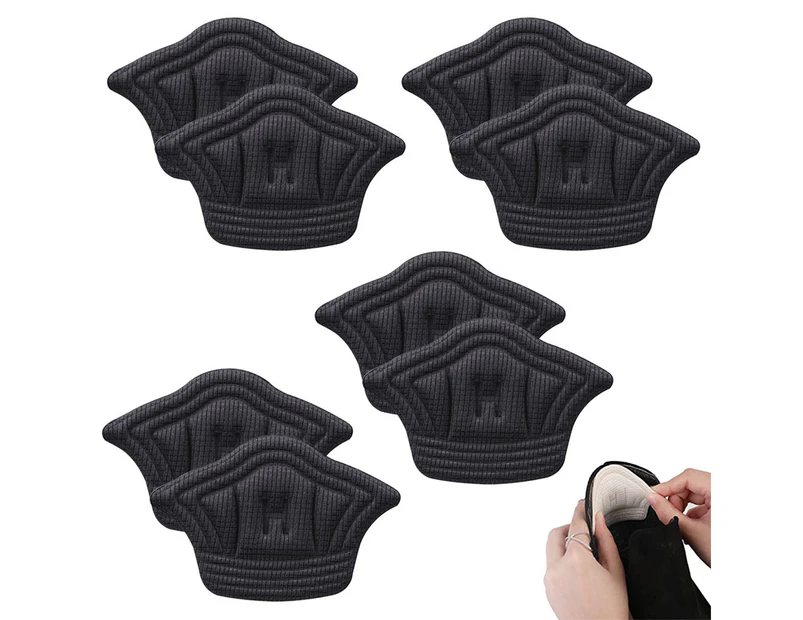 4 Pairs 10mm Heel Cushion For Loose Shoes,Heel Grip Inserts Heel Pads For Shoes,Black