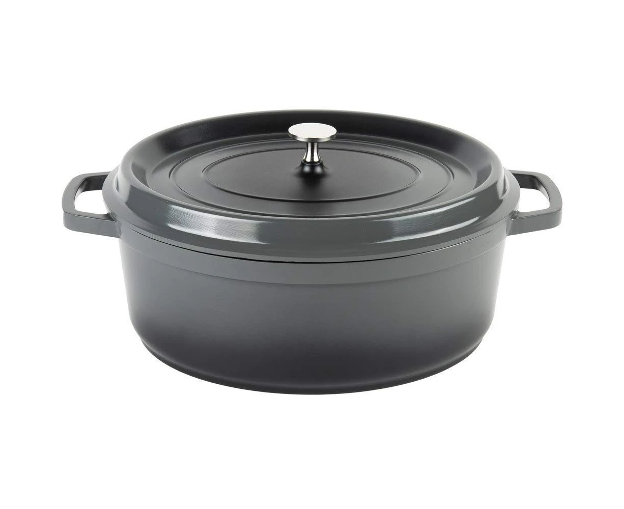 (6.2l, Dutch Oven (Oval), Gray) - GET Heiss Lightweight Cast Aluminium Dutch Oven, 6.2l, Oval, Grey (CA-007-GR/BK)