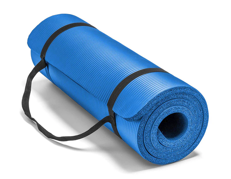 NBR Yoga Mat 15mm Thick Pad Nonslip Exercise Fitness Pilate Gym Durable Blue