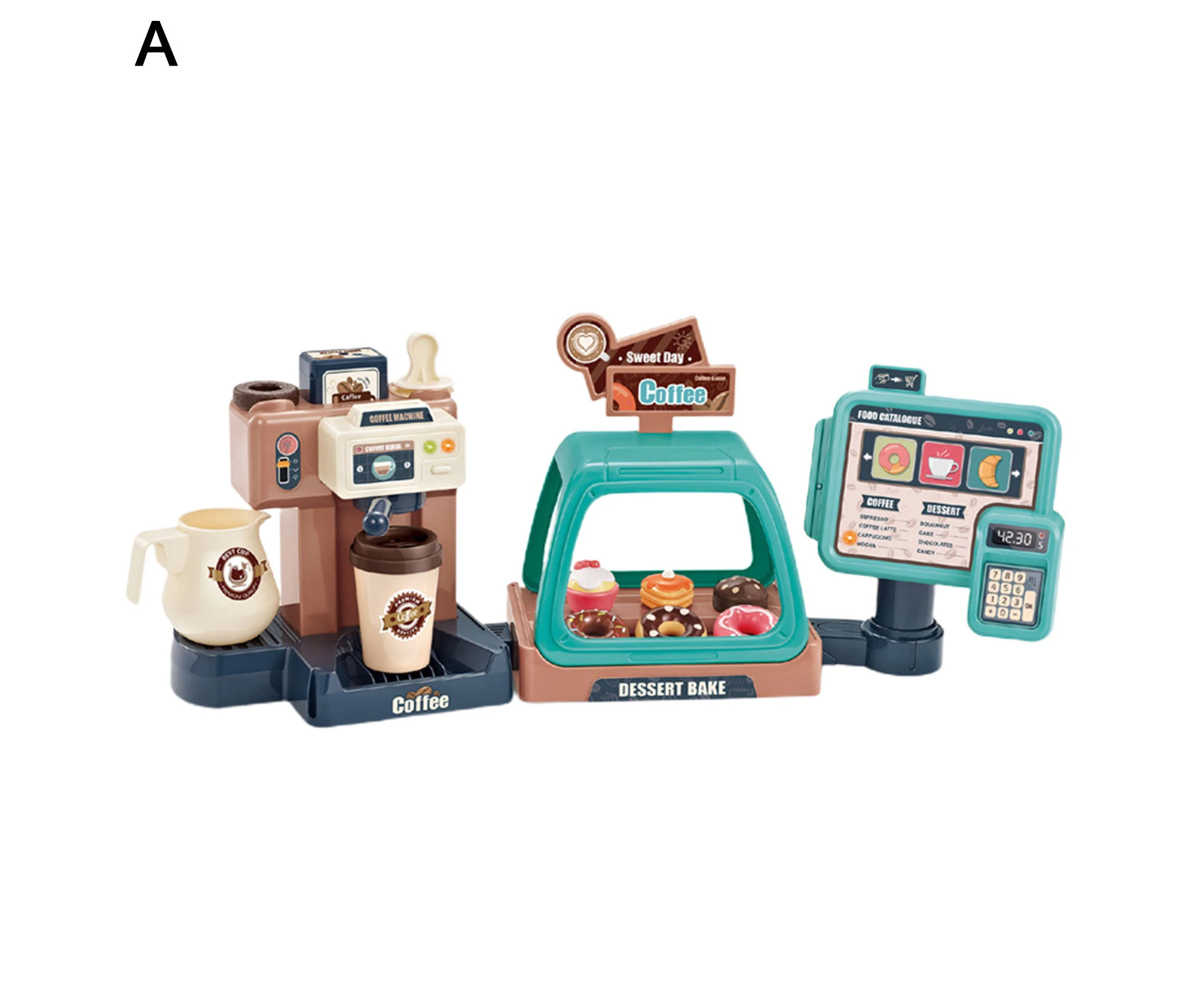 Role Play Toy Universal Multifunctional Plastic Home Coffee Machine Toy for Kids-Blue A