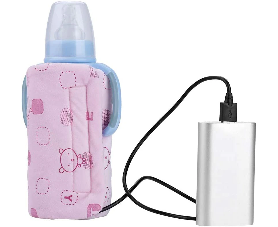 Warmer - Baby Bottle Warmer - Usb Portable Travel Mug Milk Heater Bottle Heater Feeding Bottle Infant Storage Bag - Pink