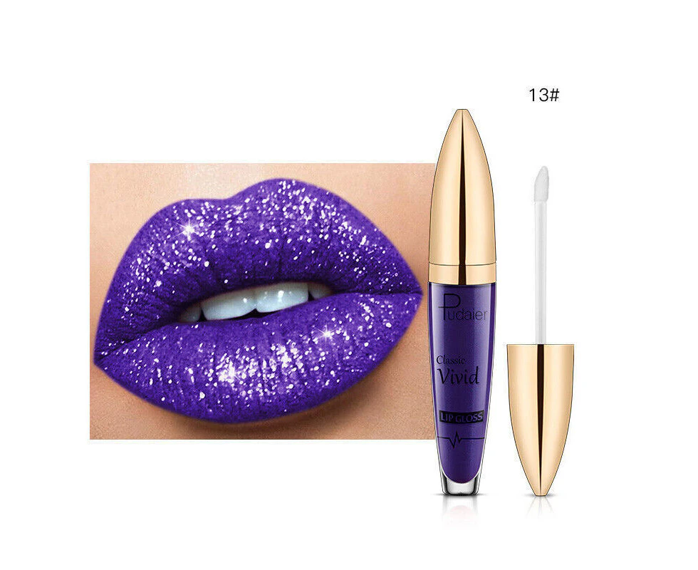 Pudaier Diamond Glitter Liquid Lipstick Long Lasting Matte Velvet Lip Gloss - M