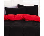 Solid Soft Doona Duvet Quilt Cover Bed Set Double Queen King Size Pillow Case - Black and Red