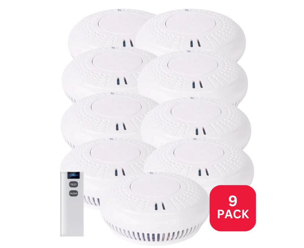 Wireless Interconnected Photoelectric Smoke Alarm 9 Pack