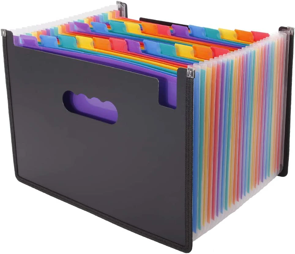 Document Folder 24 Pocket Expanding File Folder Large Space Compartment Folder File Organizer File Folder Box