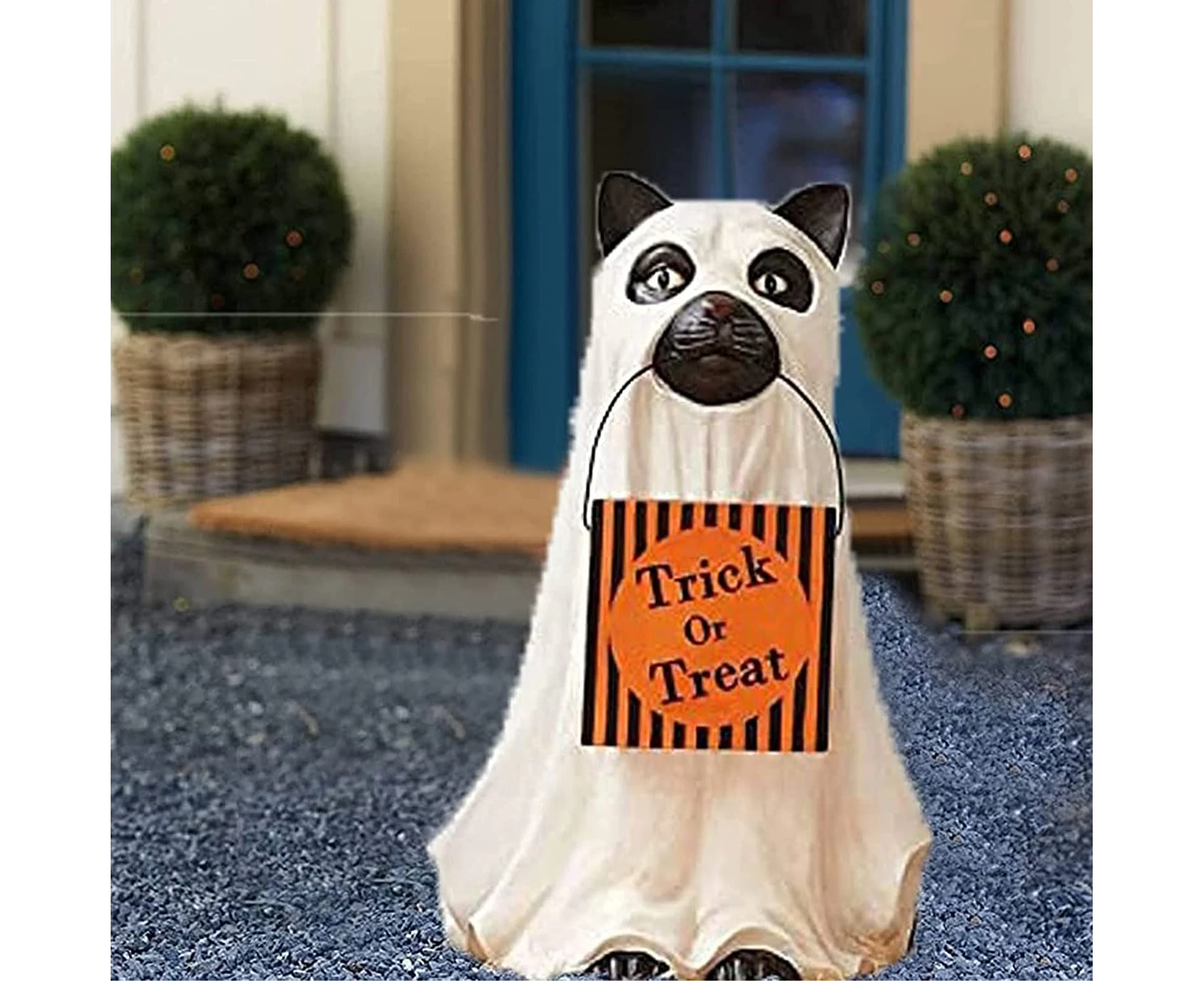 Halloween Ghost Dog Candy Bowl Holder -  Halloween Dog Candy Bowl Pumpkin Snack Bowl Stand with Buckets - Cat