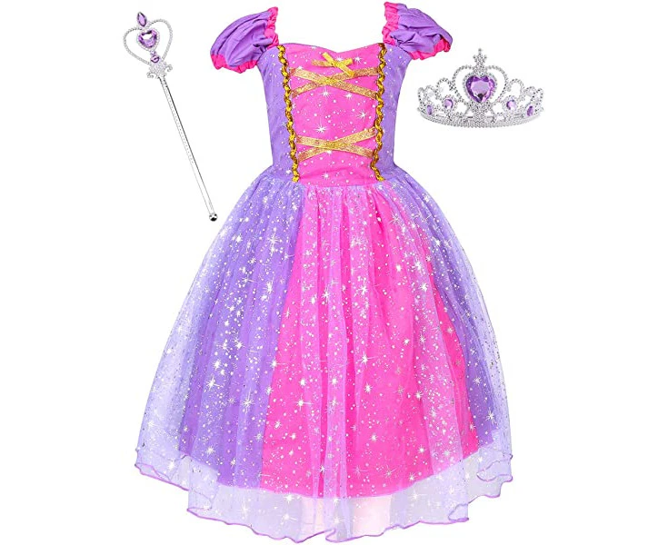 Princess Dress Costume for Little Girl Baby Shining Birthday Dress