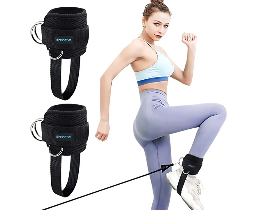 1 Pair Fitness Ankle Straps For Cable Machine, Adjustable Ankle Strap Kickback, Fixed Rope,Gym Glute Butt Workout Thigh Power Trainer