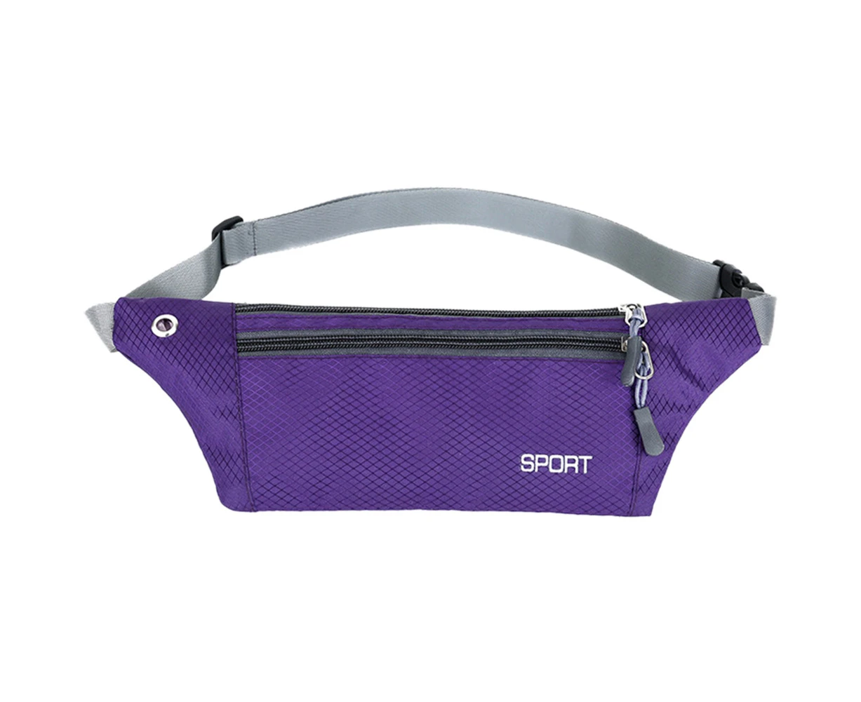 qyu Unisex Outdoor Running Sports Mobile Phone Waist Bag Fanny Pack Storage PouchPurple