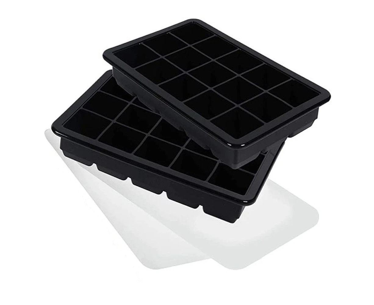 15 Ice Cube Moulds, 2 Large Silicone Ice Cube Trays With Lids, Space Saving And Stackable Ice Cube Ice Cubes, Bisphenol A Free Ice Cube Moulds.