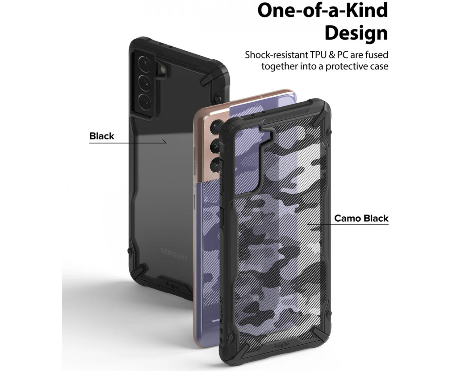 Ringke Fusion X Samsung Galaxy S21 Case Camo Black