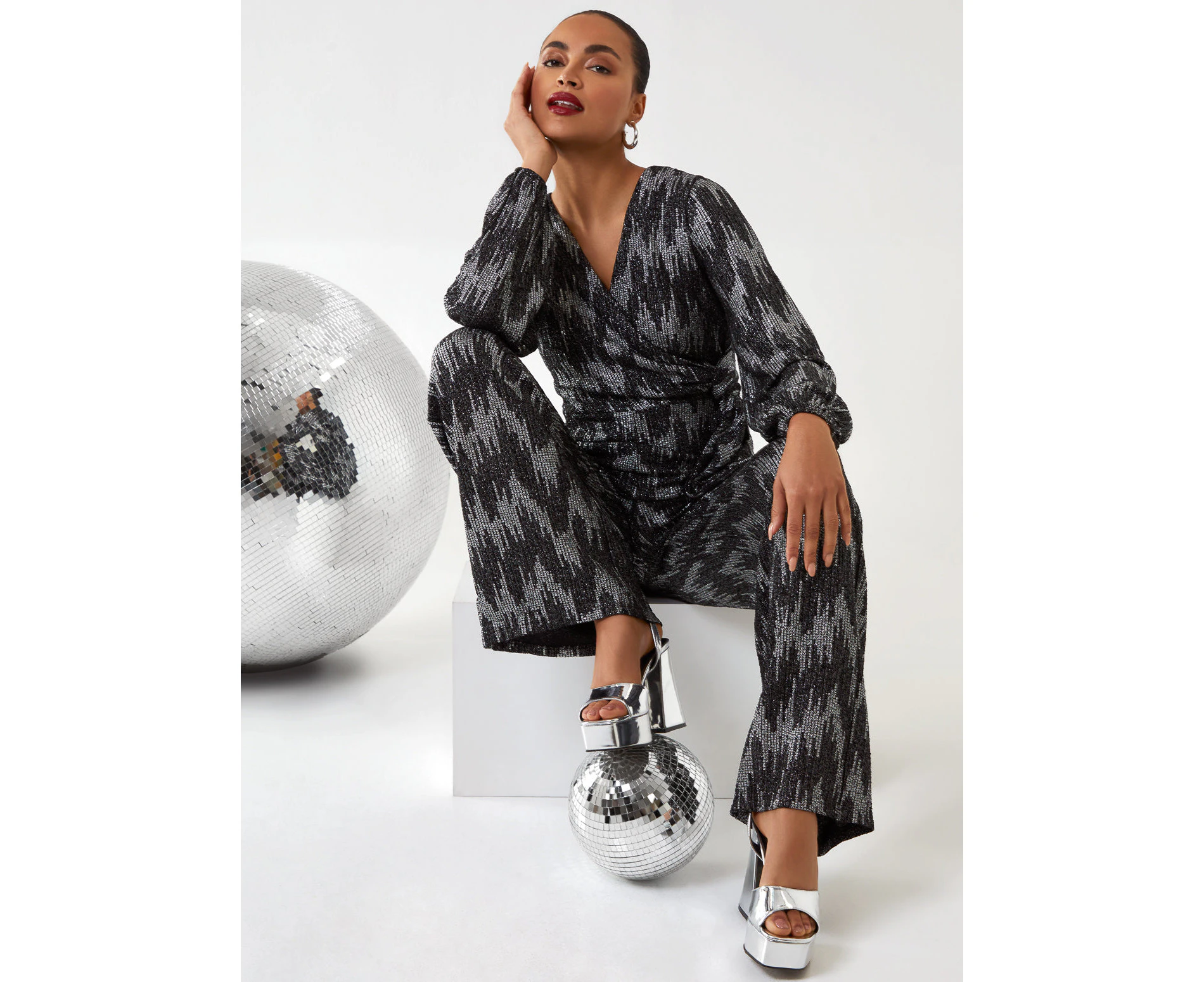 Blue Vanilla Wrap Tie Jumpsuit - SILVER