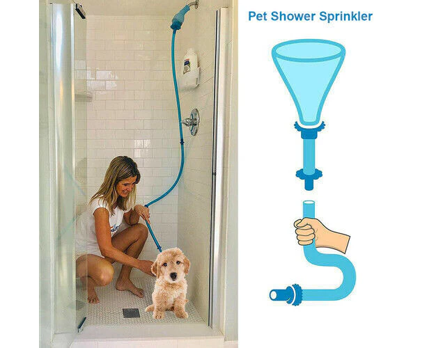 Pet Shower Connector Wash Hose Attachment Sprinkler Handheld Rinser Dogs Bathing