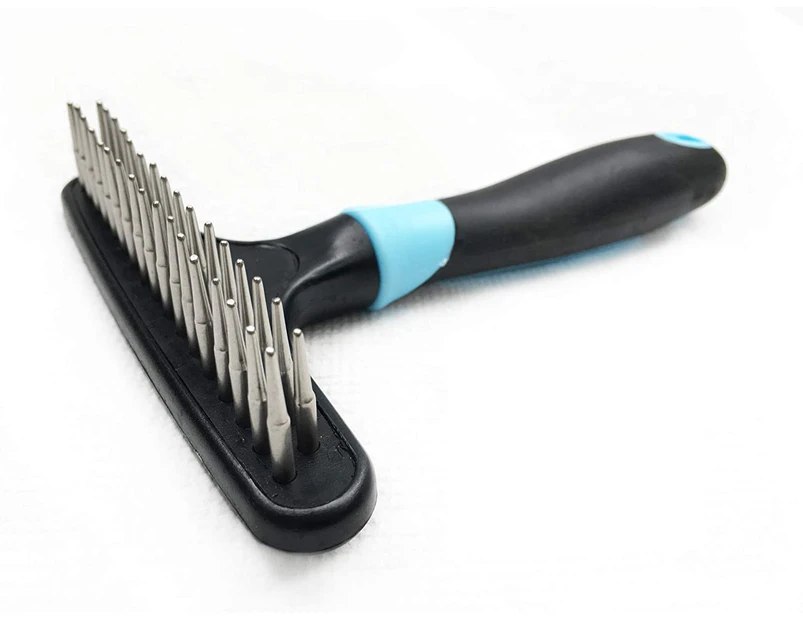 Dog Dematting Brush Comb Undercoat Rake For Cats Dogs Short Or Long Hair Pet Grooming Tool Double Row Of Stainless Steel Pins