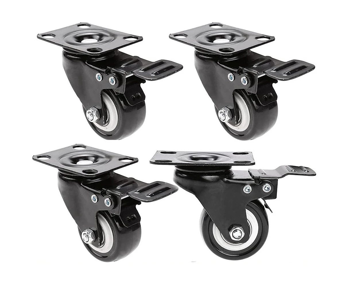 Castors Wheels Transport Castors Double Castors with 4 Brakes Heavy Duty Castors Suitable for Beach Chairs, Furniture