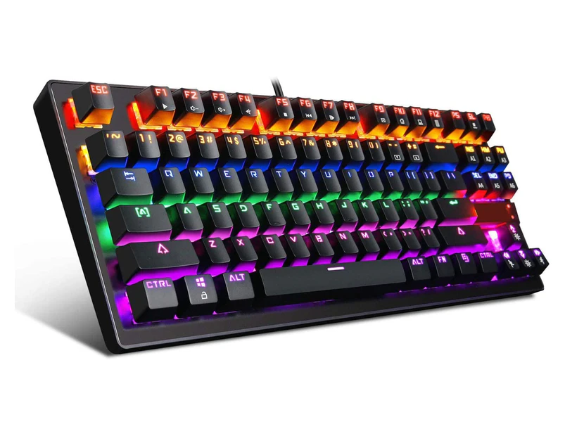 RGB Mechanical Gaming Keyboard,LED Rainbow Backlit,Blue Mechanical Switches USB Wired Computer Keyboard with For Multi-Device