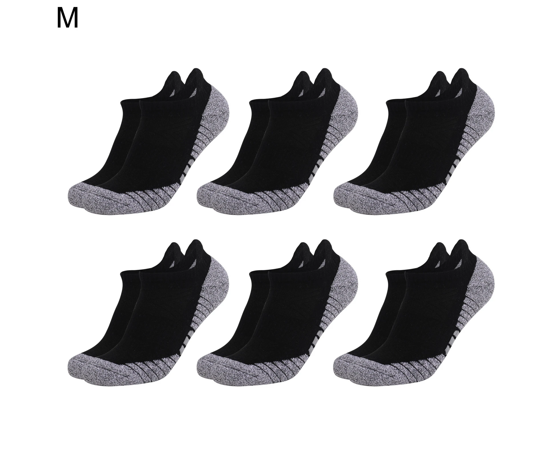 Minbaeg 6 Pair Athletic Socks Breathable Sweat Absorption Cotton Cushioned Breathable Low Cut Socks for Sports Black