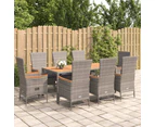 vidaXL 9 Piece Garden Dining Set with Cushions Grey Poly Rattan