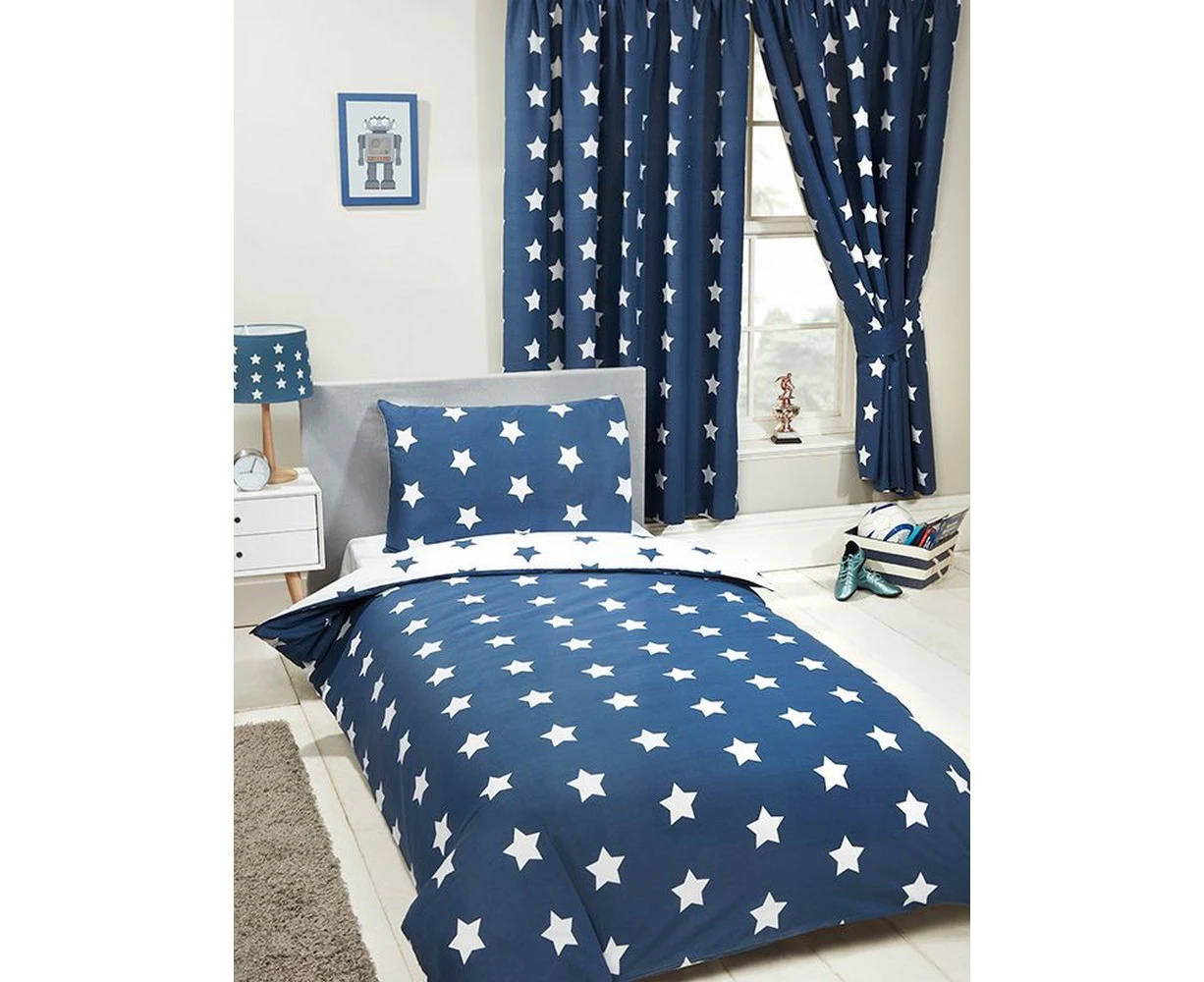 Bedding & Beyond Stars Fitted Bed Sheet Set (Navy Blue/White) - AG1596