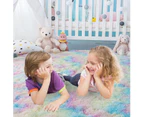 Fluffy Area Rugs, 100cm*160cm Rainbow Carpet, Ultra Soft Indoor Modern Plush Carpets for Living Room Bedroom Kids Room Nursery Home Decor