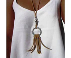 Chic Pendant Necklace Accessory Metal Ring Long Necklace-Brown