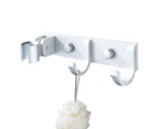 Handheld Shower Head Holder with 2 Hanger Hooks, Adjustable Shower Head Bracket, Universal Shower Wand Holder Wall Mount Bracket-Silver
