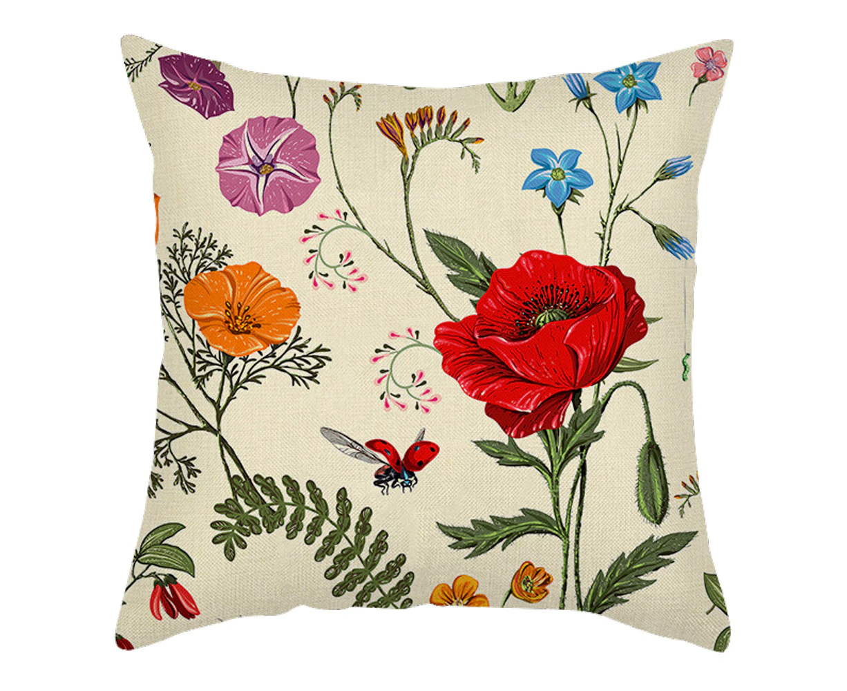 Spring plants flowers linen pillow cover sofa pillow pillow cover for head of bed style4