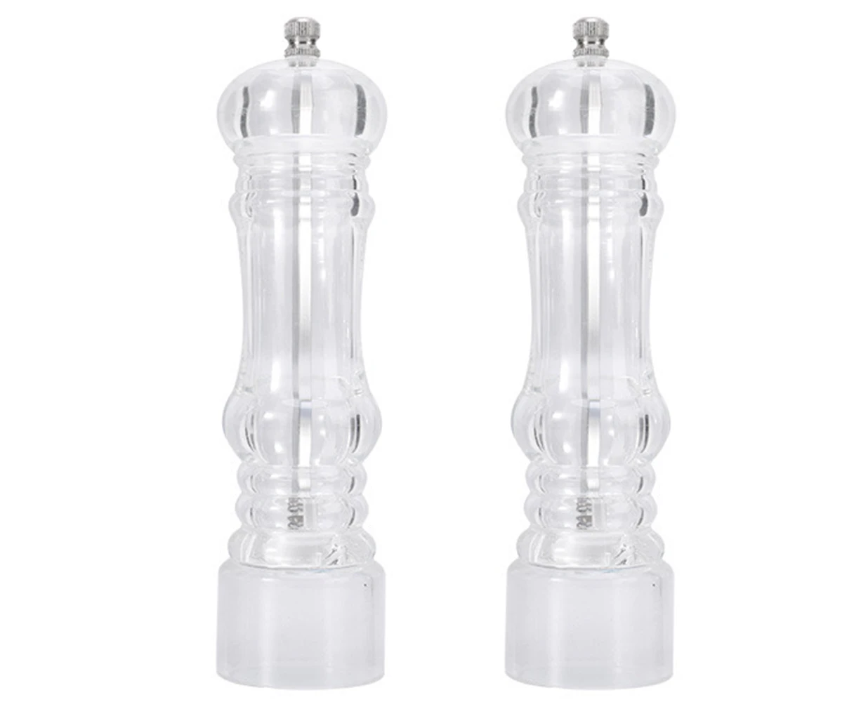 Manual Pepper Mill and Salt Shaker Set - Transparent Adjustable Grinder and Cellar - Acrylic, Clear large