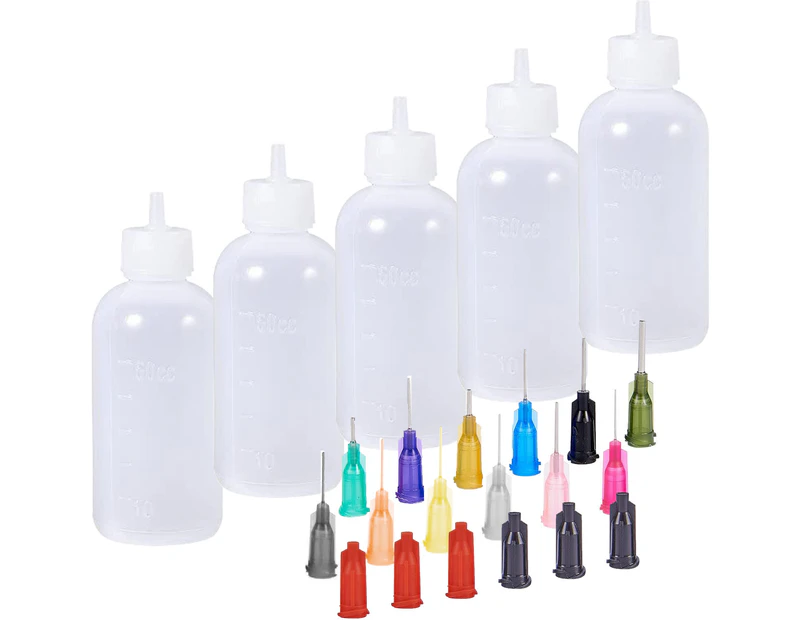 5 Pcs Precision Tip Applicator Bottles, Needle Tip Squeeze Glue Bottles For Paint Quilling Craft