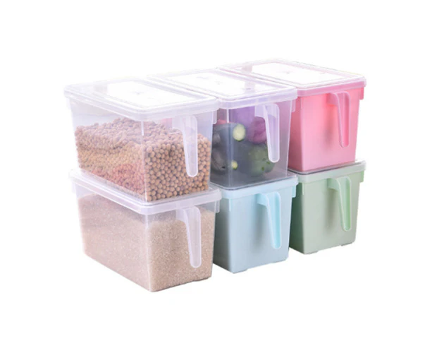 6 PK Fridge Containers Plastic Clear Storage Box with Lids 5L Kitchen Organisers